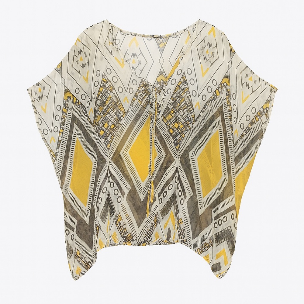 Forever 21 Geometric Blouse - Yellow and Black